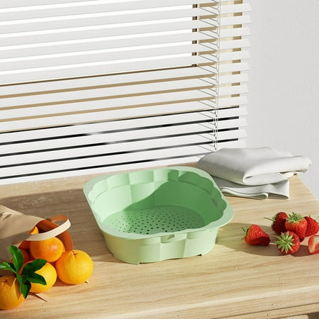 

solacol Shabu Shabu Hot Pot Multifunctional and Stackable Drainage Basket Vegetable Preparation Vegetable Washing Hot Pot Basket Filtered Water Double Layer Vegetable Wash