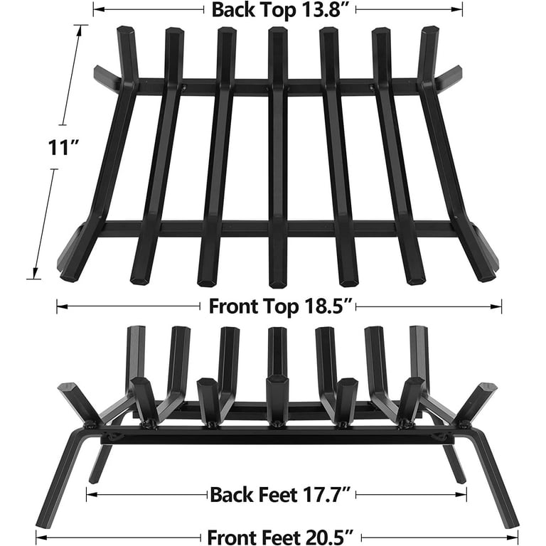 AMAGABELI GARDEN & HOME Fireplace Grates 24 Inch Wide Heavy Duty Solid  Steel Fireplace Log Grate Indoor Wood Holder Wrought Iron Fire Grate Wood  Rack