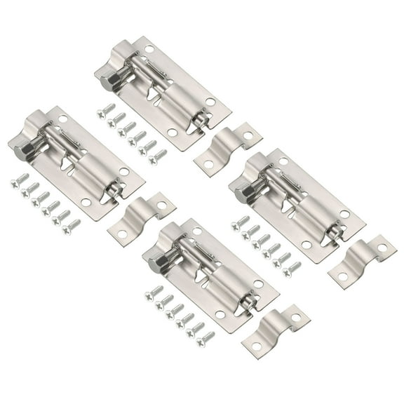 Uxcell Door Barrel Bolt Latch 2 inch 4 Pack Stainless Steel Security Latch Sliding Lock Silver Tone