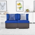 thumbnail image 2 of RELAX4LIFE 2-Piece Wicker Armless Sofa - PE Rattan Sectional Sofa Set w/Removable Cushions, All-Weather Sofa Chair Set for Porch, Balcony, Garden, Poolside, Outdoor Patio Sofa (Navy Blue), 2 of 9