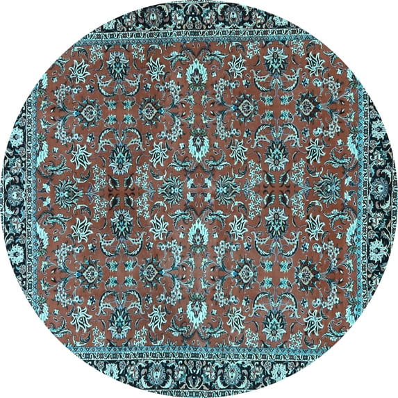 Ahgly Company Indoor Round Oriental Light Blue Traditional Area Rugs, 6' Round