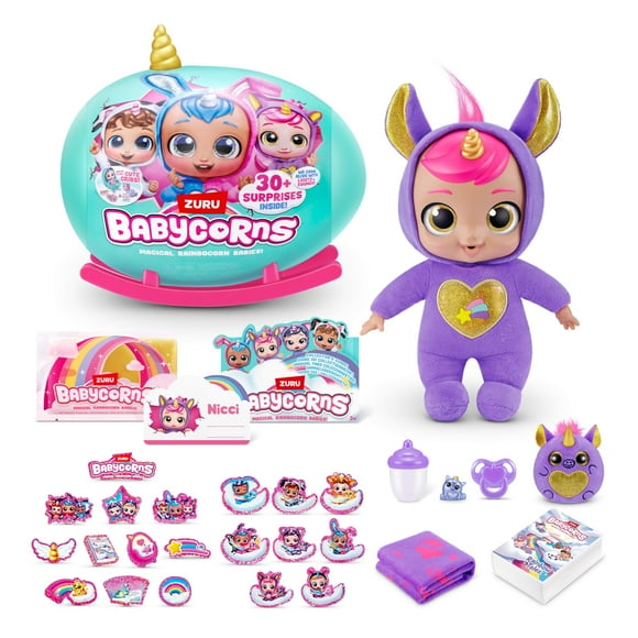 Babycorns Interactive Baby Doll Series 1 Large (Unicorn) by ZURU with Lights and Sounds, Magical Babydolls, Surprise, Unboxing, Girls, Dolls, Story