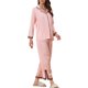 thumbnail image 4 of INSPIRAR CHIC Conjuntos de Pijamas de Satén para Mujeres de Dos Piezas con Parte Superior de Botón de Manga Larga de Encaje y Pantalón Ropa de Dormir Casual Rosa S, 4 of 6