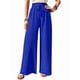 thumbnail image 2 of Pantalones de Salón de Pierna para Mujer, Cintura Alta, Ajustables, con Nudo de Lazo, Holgados. Azul M, 2 of 9