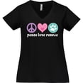 thumbnail image 3 of Inktastic Rescue Dogs Peace Love Rescue Pet Gift Women's Plus Size V-Neck T-Shirt, 3 of 5