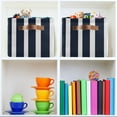 thumbnail image 6 of 2 Pack Storage Bins with Handle Fabric Organizer Basket Foldable Box Navy Blue and White Striped 14.2x10.2x8.3, 6 of 8
