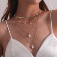 thumbnail image 3 of Women's Fashion Layered Beaded Clavicle Chain Gold, 3 of 5