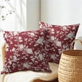 thumbnail image 5 of Vintage Floral Pillow Covers 16x16 Inch Set of 2 Rustic Wine Red and White Outdoor Decorative Throw Pillows Chinoiserie Flower Toile Pillowcases Cushion Covers for Couch Home Decor, 5 of 6