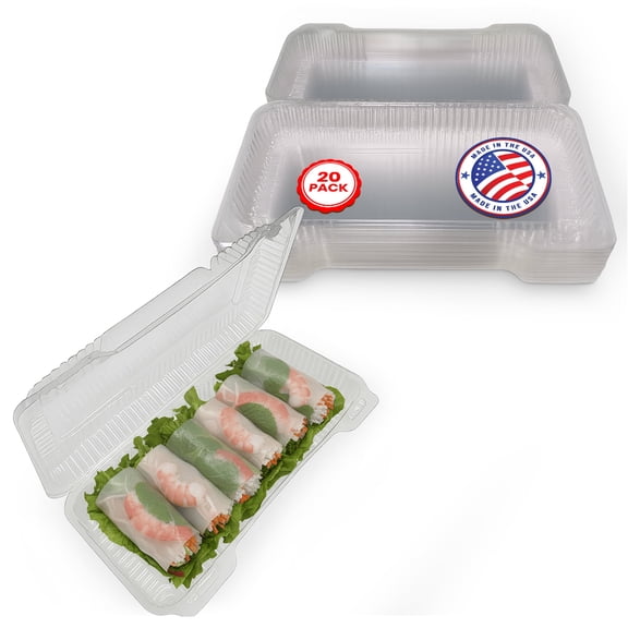 MT Products Plastic Snack Containers 13" x 6" x 2" - Clear Disposable Fruits, Pastry, Salad Holder - Pack of 20