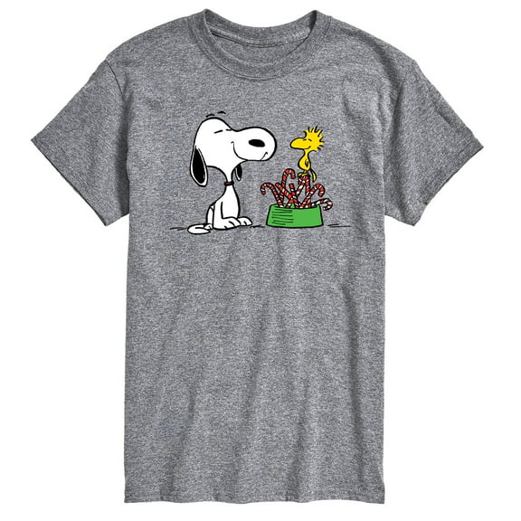 Peanuts - Snoopy Woodstock Candy Canes Christmas - Men's Short Sleeve Graphic T-Shirt