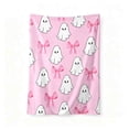 thumbnail image 2 of Bcylexb Halloween Throw Blanket. Cute Ghost Pink Bow Spooky Soft Flannel Blanket Fall Holiday Decor Cover for Sofa Couch Bed Chair Machine Washable, 39.3"x59", 2 of 8