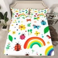 thumbnail image 2 of Castle Fairy Kawaii Ladybug Full Size Sheets,Cartoon Rainbow Bed Sheets, 2 of 7