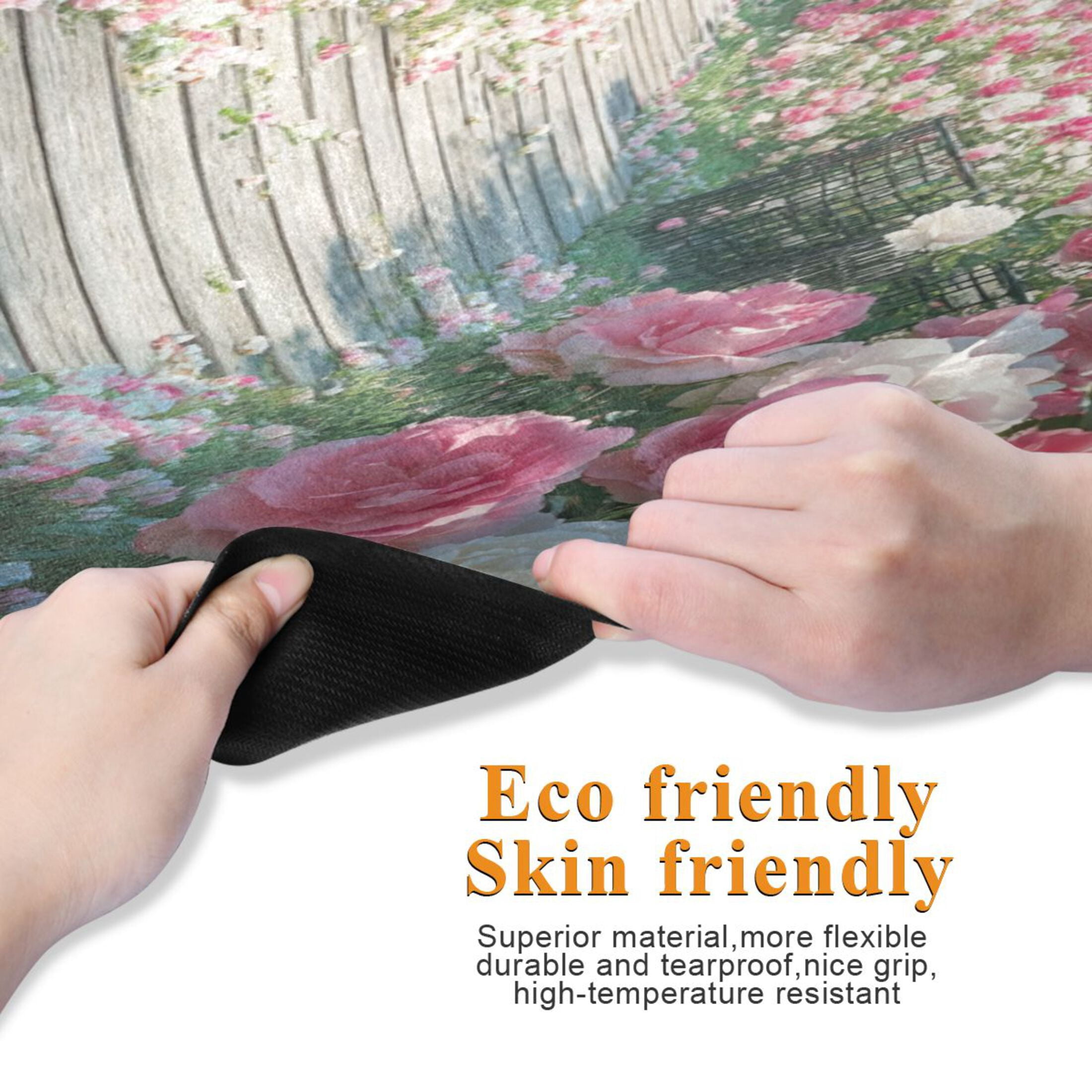 BZSMCE Yoga Mat Women Pink Blooming Rose Fitness Mat