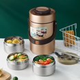 thumbnail image 3 of Portable Outdoor Large Capacity Vacuum Insulation Lunch Box 304 Stainless Steel Bento Leak-Proof Food Container Food Thermos Silver-2L, 3 of 6