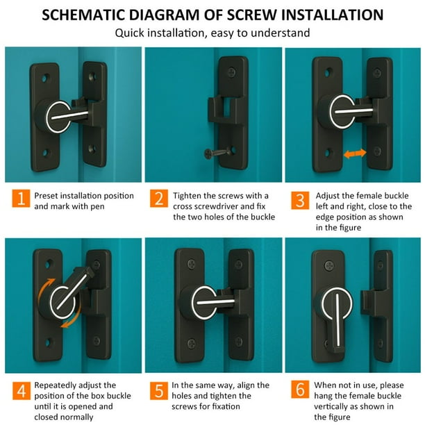 Verrou De Porte Coulissante à 90/180 Degrés Pour Porte
