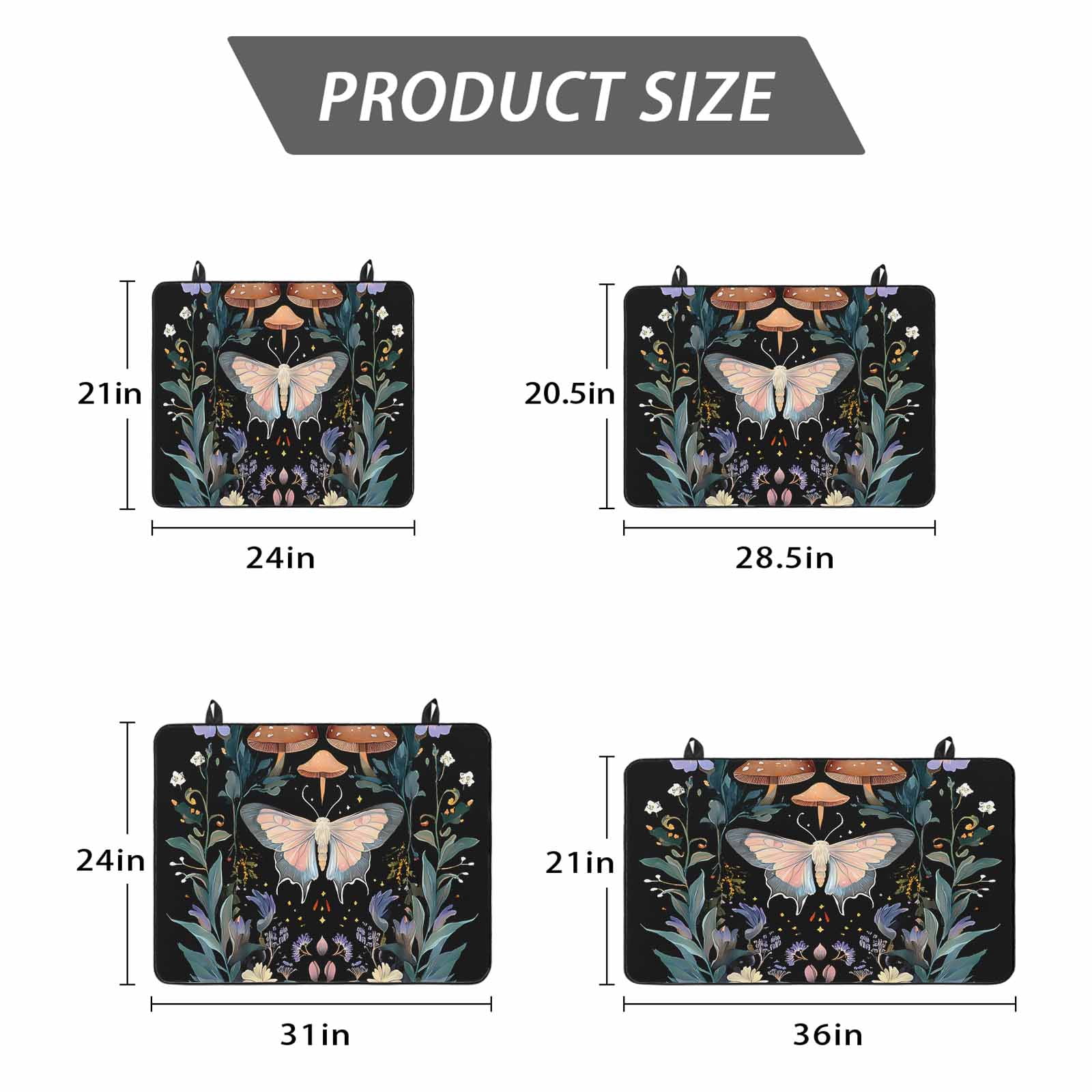 Black Butterfly Spring Stove Top Cover for Electric Stove, Heat-proof & Non Slip Glass Top Stove Cover Protector, Summer Botanical Watercolor Kitchen Flat Cooktop Rubber Mat 24x21 Inches
