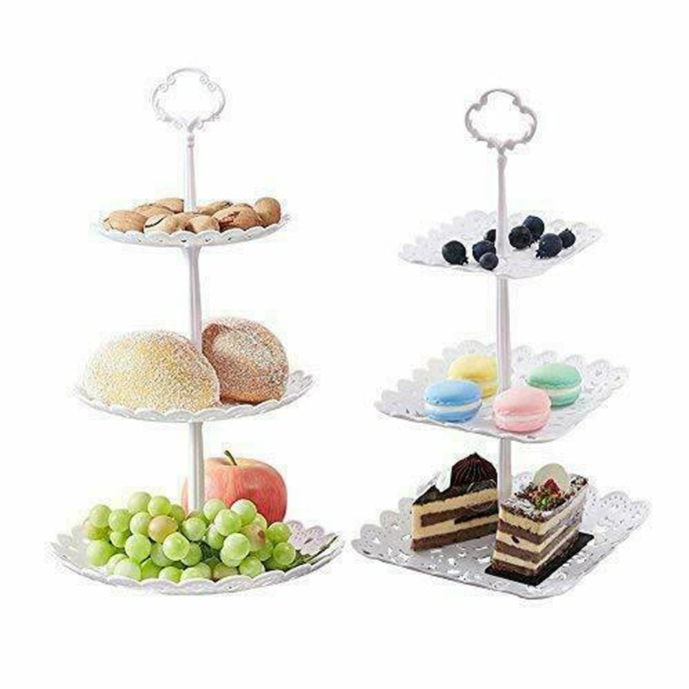 Details about   3 Tier Tray Cake Stand Afternoon Tea Wedding Party Plates Embossed Tableware 