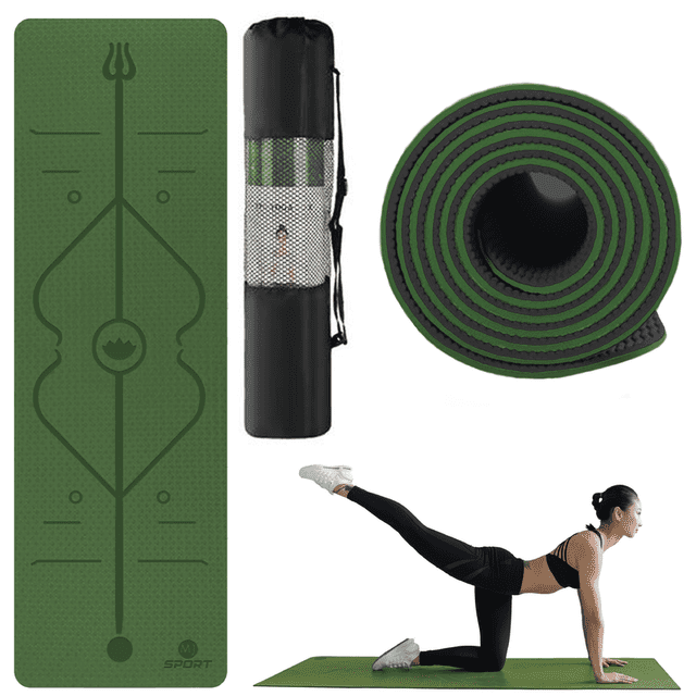 Tapete Antideslizante Funcional MIST JEWEL de TPE Verde con Líneas de Guía 183 CM X 61 CM X 6 MM