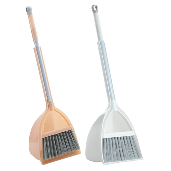 Kids Pretend Play Cleaning Set with Small Broom and Dustpan Made of Durable PP Material