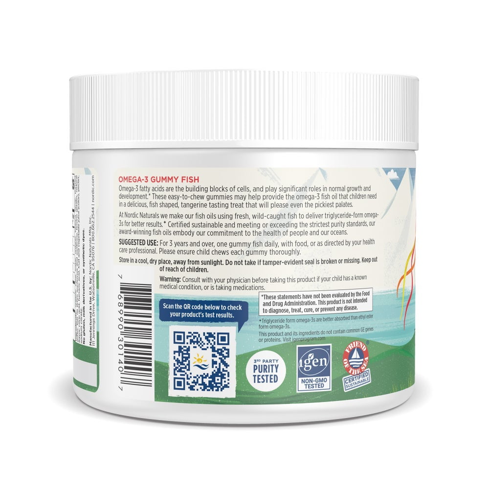 Nordic Naturals Nordic Omega-3 Gummy Fish, Tangerine, 124 Mg, 30 Ct