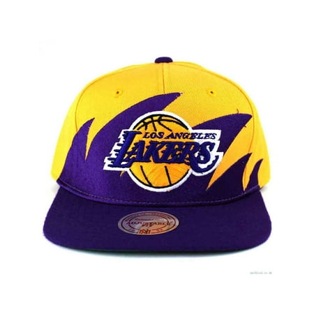 NBA Mitchell & Ness Los Angeles Lakers Purple-Gold NBA Sharktooth Snapback Adjustable Hat