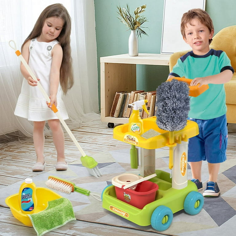 Cleaning Play House Kids Set Pretend Toys Products Baby Toddlers Home Kit  Cleaner Playset Dustpan Mop Vacuum Children