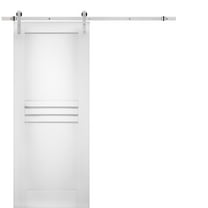 Modern Barn Door 42 x 80 inches / Mela 7444 White Silk / Stainless Steel 8FT Rail Track Set / Solid Panel Interior Doors
