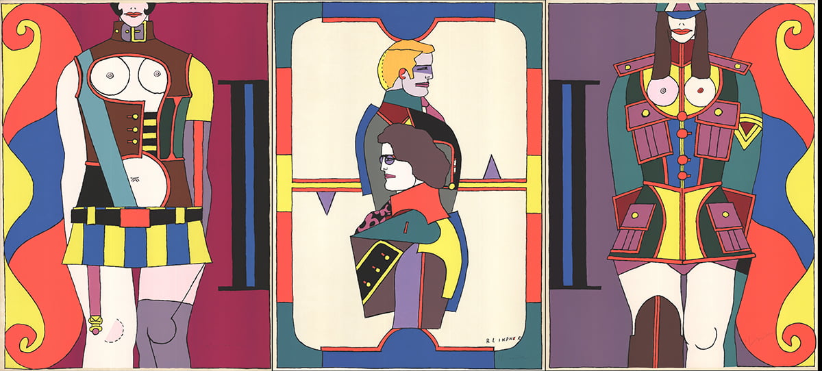 Triptych RICHARD LINDNER Changing Sexuality SIGNED 46" x 102" Serigraph 1973 