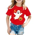 thumbnail image 4 of Curuila Toddler Child Boys Girls Halloween Tshirt Short Sleeve Hallowmas Ghost Print Crew Neck T Shirts For Boys Party Comfort Tops Pink2 Size 3-4 Years, 4 of 4
