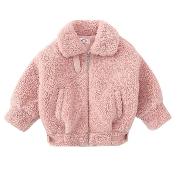 Cameland Girl Fleece Jackets Kids Toddler Full Zip Turn-down Collar Autumn Winter Sweater Outerwear Coat Long Sleeve Warm Soft Jackets