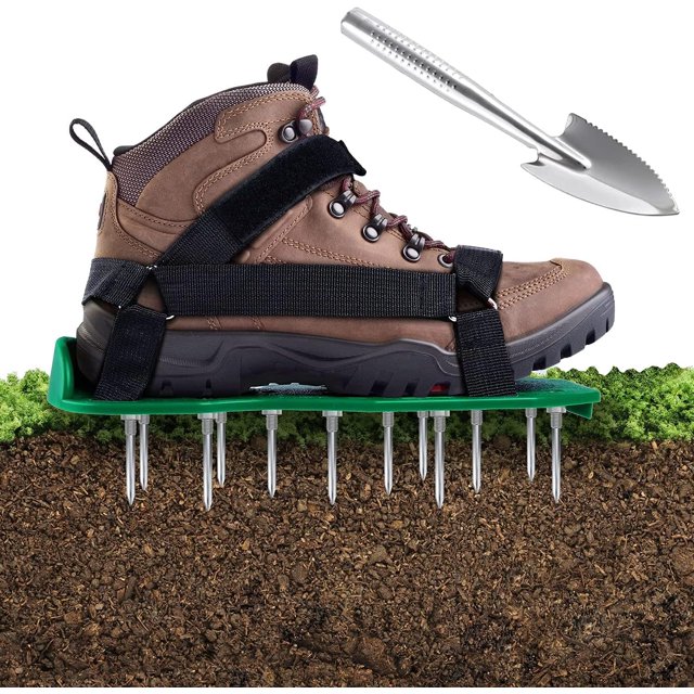 Professional Grade Aeration Lawn Aerator Shoes, Economical Durable Heavy Duty Spiked Sandals with Quick Convenient Design for Yard Care