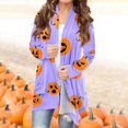 Womens Halloween Long Sleeve Cardigan 2024 Knit Sweater Pumpkin Cat