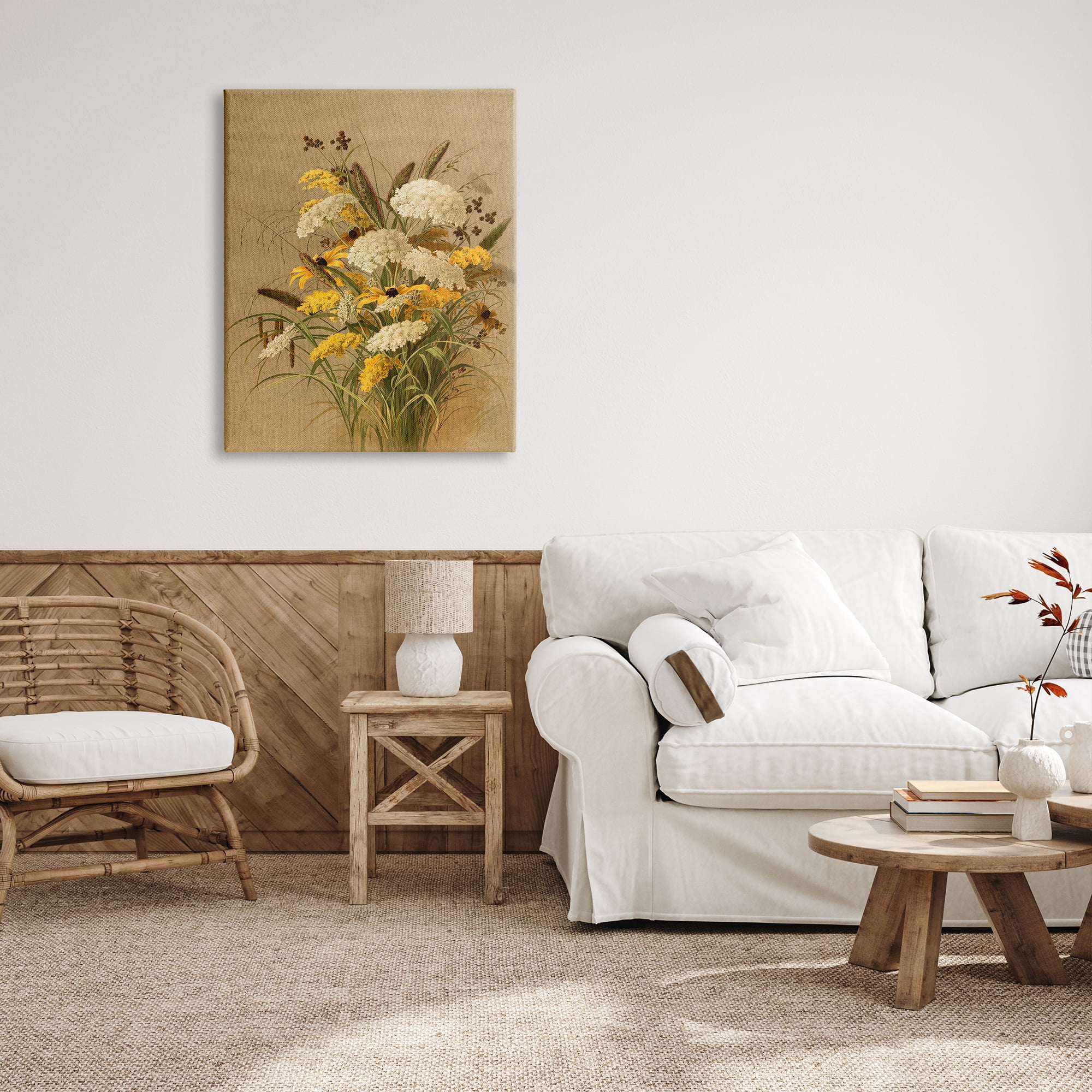 Stupell Industries Vintage Daisy Bouquet Botanical & Floral Painting Gallery Wrapped Canvas Art Print Wall Art, 30 x 40