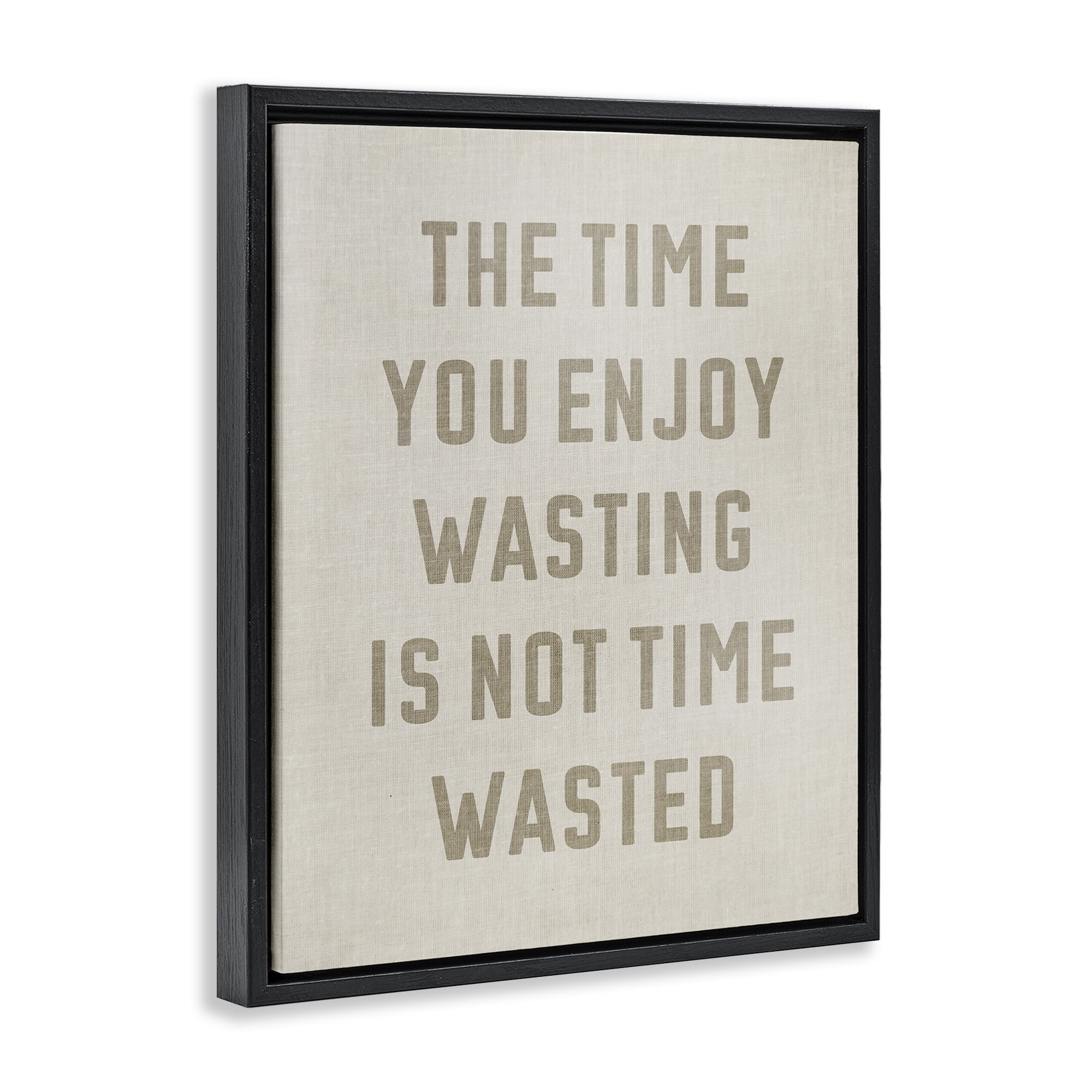 Stupell Industries Not Time Wasted Phrase Text & Numbers Painting Black Floater Framed Canvas Art Print Wall Art, 17 x 21