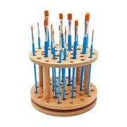 Artist's Loft Rotating Bamboo Paint Brush Organizer - 360-Degree 40-Slot Desktop Storage - Natural Brown - 6.3 - 1-Pack