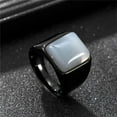 thumbnail image 2 of PAURO Gemstone Rings for Men Stainless Steel Black Simple Square Cool Colorful Personalized Statement Dainty Jewelry White Size 11, 2 of 5