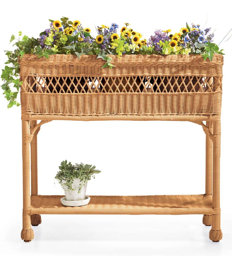 Easy Care Wicker Rectangular Planter