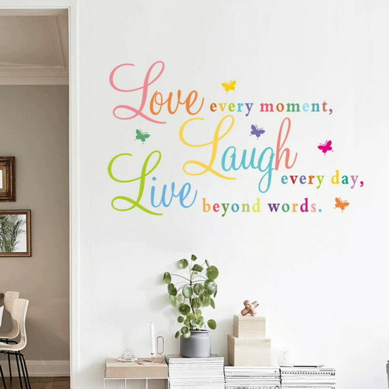 Inspirational Wall Quote, live, Laugh, Love Wall Art Sticker, Vinyl Decal,  Modern Transfer. 