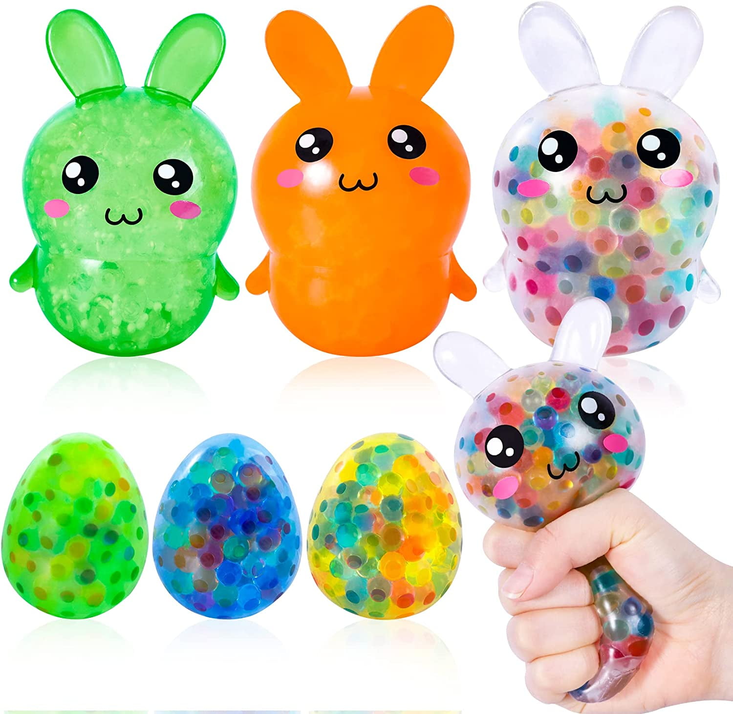 6PCS Easter Eggs Bunny Squishy Stress Balls for Kids Rabbit Eggs
