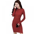 thumbnail image 1 of Robe Mi-Longue à Col Roulé Automne et Hiver, Robe Ajustée pour Femmes, 1 of 5