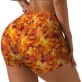 thumbnail image 1 of Fotbe Autumn Maple Leaf Pile Shorts Sin Costuras – Shorts Deportivos de Cintura Alta para Mujer, Elásticos para Gimnasio, Yoga, Running o Ciclismo-X-Large, 1 of 8