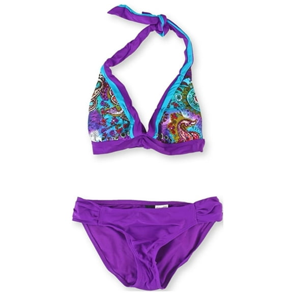 Becca Womens Paisley Brief 2 Piece Bikini, Purple, Medium