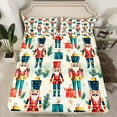 thumbnail image 2 of Feelyou Teens Cartoon Nutcracker Queen Sheet Sets, Christmas Tree Gift Flat Sheet, Winter Snowflake Print Queen Fitted Sheet, Ultra Soft Home Decor, 4pcs, 2 of 7