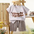 thumbnail image 4 of KPOPLK Baby Boy Summer Set Short Sleeve Shirt Top Shorts 2Pcs Pattern Casual Clothing Outfits for 6Months-6Years(18-24 Months,Grey), 4 of 4