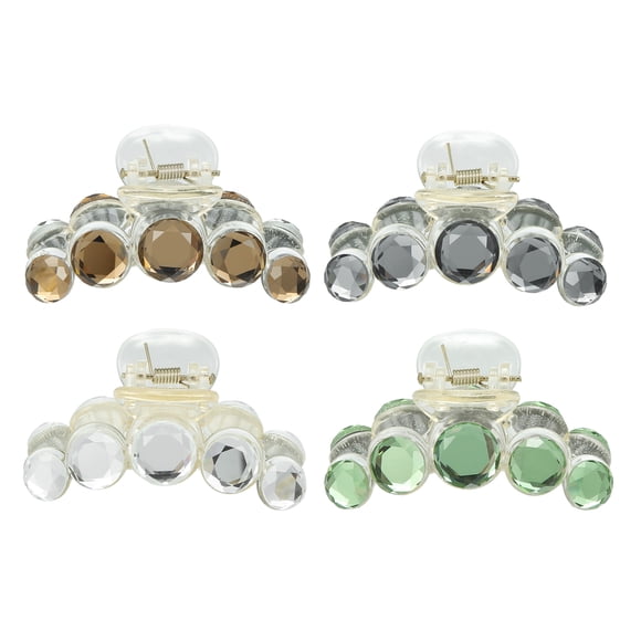 Unique Bargains Hair Accessories Glitter Claw Clips Plastic Jaw Grips 4Pcs White Green Champagne Gray