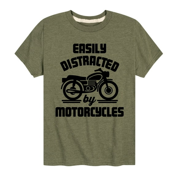 Instant Message - Easily Distracted By Motorcycles - Toddler & Youth Short Sleeve Graphic T-Shirt