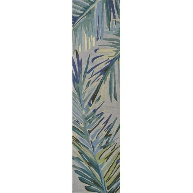 HomeRoots 353016 2 ft. 6 in. x 10 ft. Runner Wool Grey & Blue Area Rug