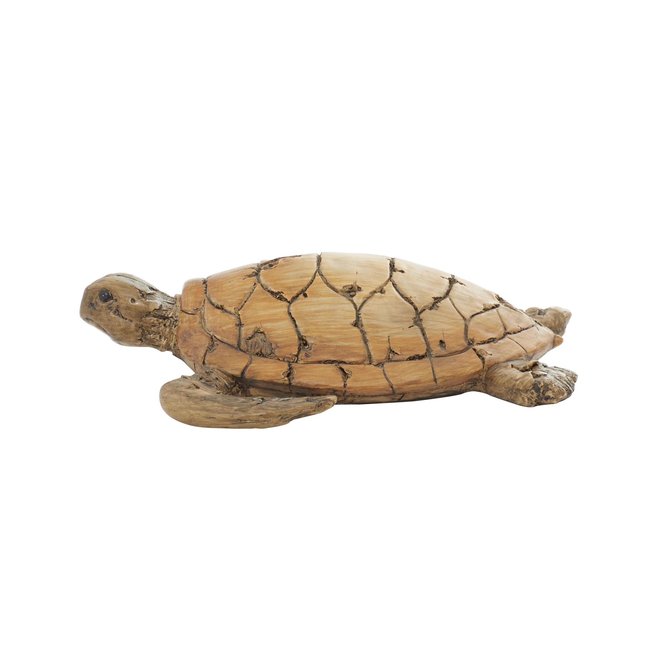 11" x 3" Brown Polystone Turtle Sculpture, by DecMode