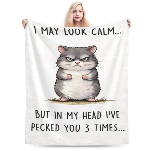 Funny Angry Cat Blanket Gift Throw Blanket Cute Grumpy Cat Pattern Blanket Cozy Soft Home Decor Gift for Cat Lovers Humor Animal Fans 50x40