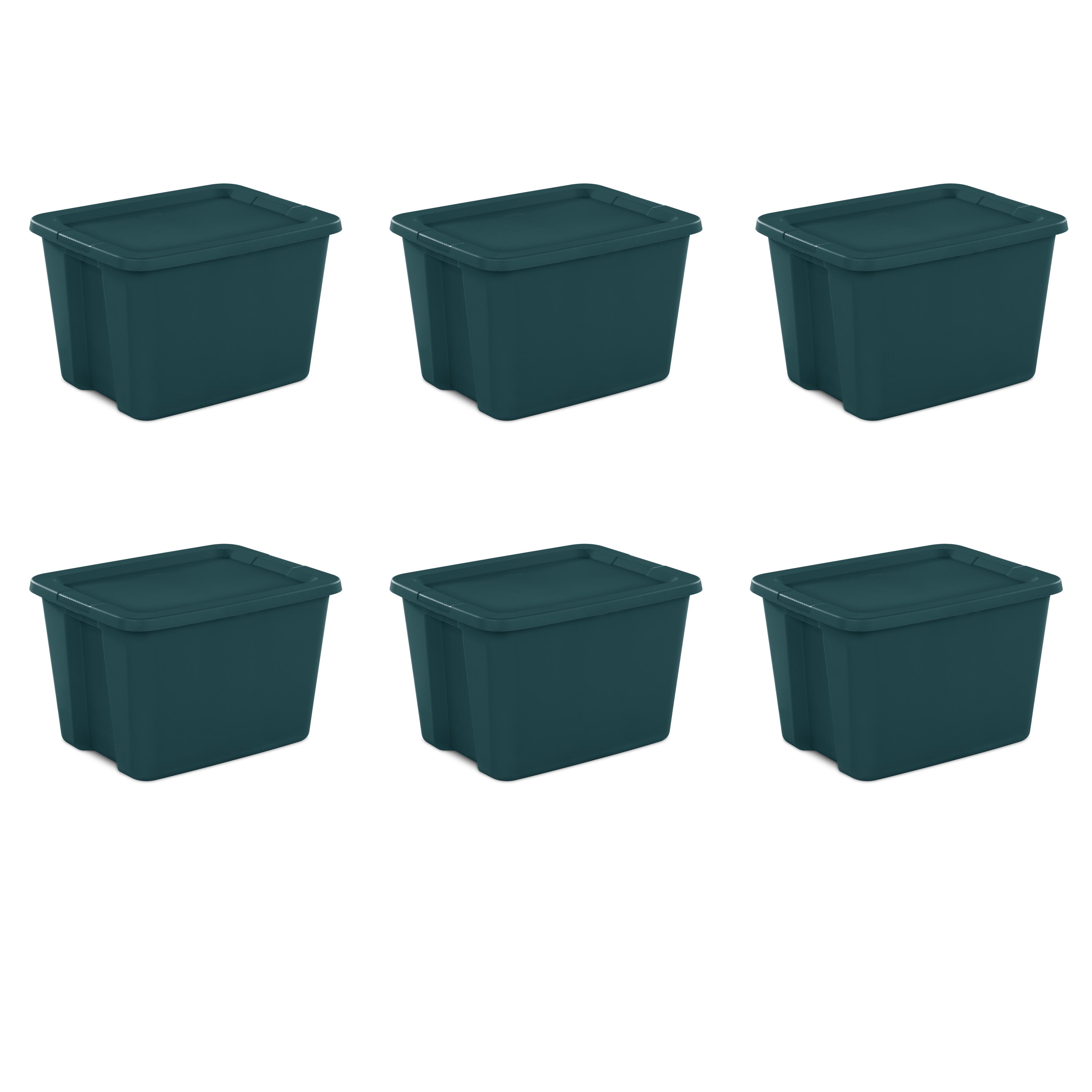 Sterilite Plastic 18 Gallon Tote Box Teal Rain Set of 6